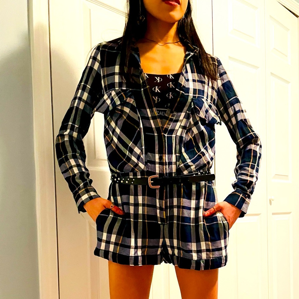 Zara button down short jumpsuit, size S